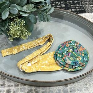 MJ Matilda Jane Make Believe Autumn Rose headband W/ Mushroom Gold Ties Adj